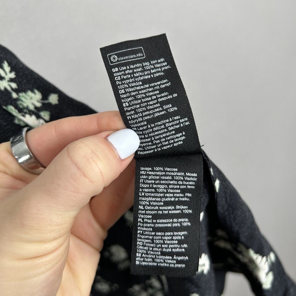 & Other Stories Floral Wrap Maxi Dress Womens 0 Black Prairie Cottagecore Fairy - Picture 7 of 16